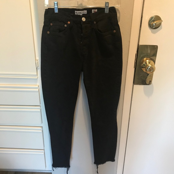 RE/DONE Originals High-Rise Ankle Crop Frayed Jean - Picture 2 of 5